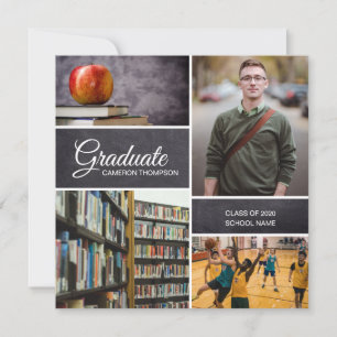 Carte Collage photo masculin personnalisé Classe de 2020