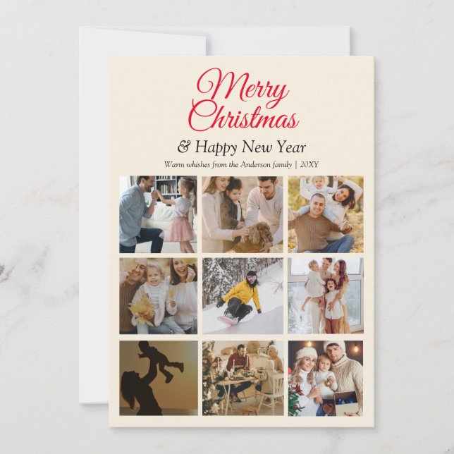 Carte Collage photo minimal Simple moderne Noël (Devant)
