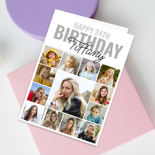 Carte Collage photo N'importe quel âge Joyeux anniversai (Personalize the collage birthday greeting card to create a special keepsake for your loved one!)