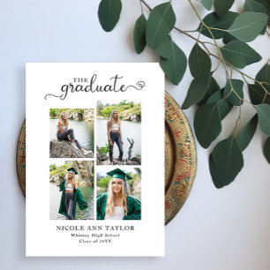Carte Collage photo personnalisé 4 Annonce de graduation