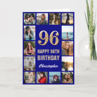 Collage photo pour 96e anniversaire bleu marine et