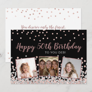 Carte Collage photo rose Gold Silver 50e anniversaire