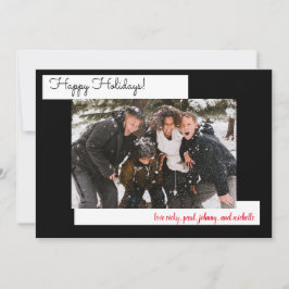 Carte Collage photo Simple Black Holiday 5