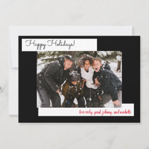 Carte Collage photo Simple Black Holiday 5