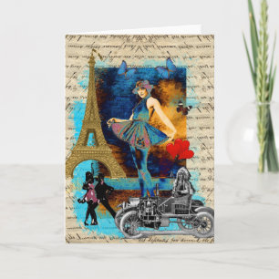Carte Collage romantique vintage de Paris