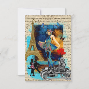 Carte Collage romantique vintage Paris