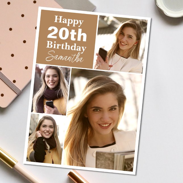Carte Collage simple 4 | Photo N'Importe Quel Âge Annive (Personalize the collage birthday greeting card to create a special keepsake for your loved one!)