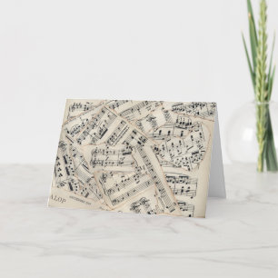 Carte Collage vintage papier de musique