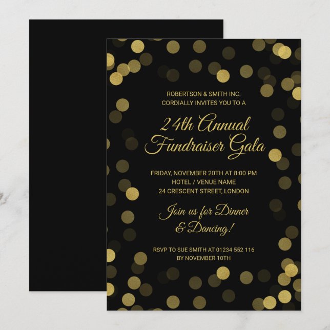 Carte Collecte de fonds d'entreprise Gold Parties scinti (Devant / Derrière)
