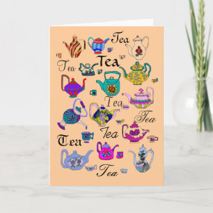 Carte Collection de théières Vintages (vierge à l'intéri