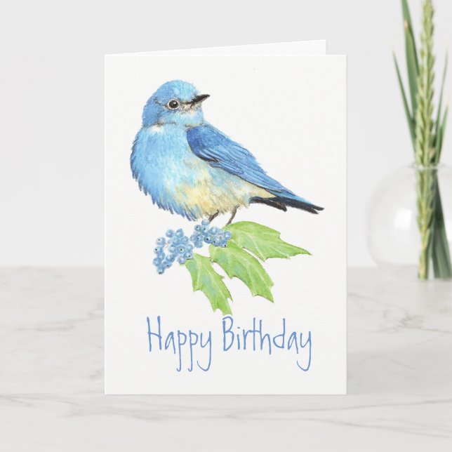 Carte Collection d'oiseau d'aquarelle d'oiseau bleu (Devant)