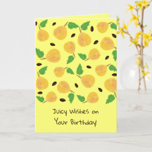 Carte Collection Poires Dorées Jaune Clair Anniversaire