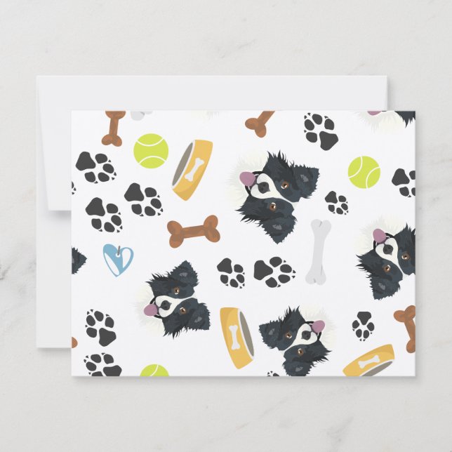 Carte Collie frontalier de chien souriant (Devant)