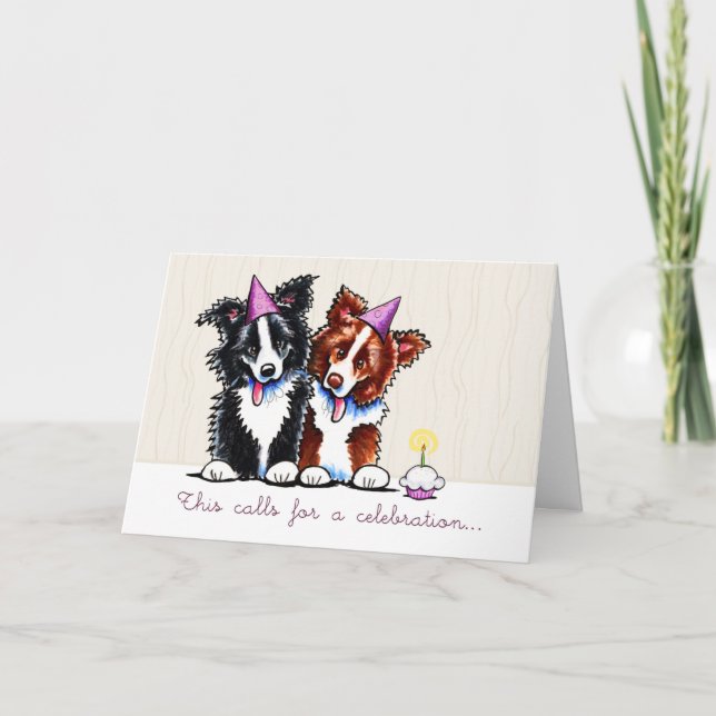 Carte Collies frontalières Célébrent Cupcake message per (Devant)