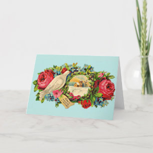 Carte colombe blanche victorienne et message d'amour