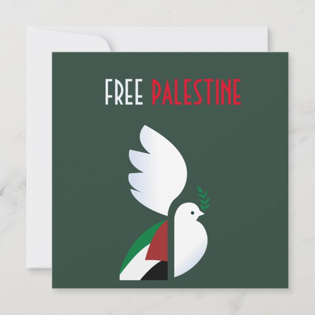 Carte colombe de paix avec le drapeau palestinien (Devant)