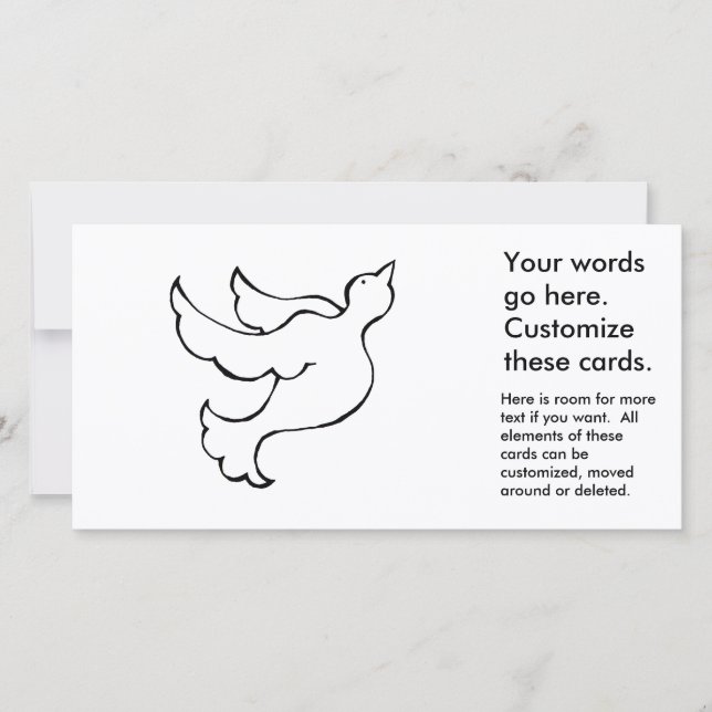 Carte Colombe volante oiseau espéré dessin simple art am (Devant)