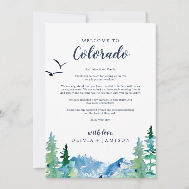 Carte Colorado Mariage Bienvenue Lettre & Itinéraire (Devant)