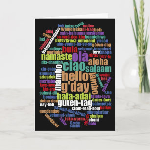 Carte Coloré Bonjour dans plusieurs langues Word Cloud