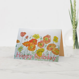 Carte Coloré Islande Poppy Aquarelle Fleur floral