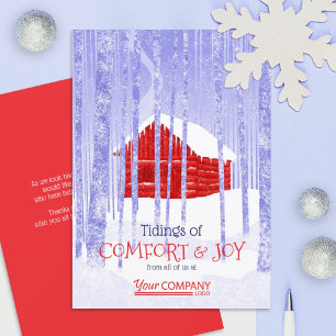 Carte Coloré Rouge Bleu Compagnie Noël Rustique Cabine