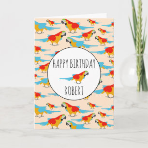 Carte Coloré Tropical Macaw Motif Anniversaire