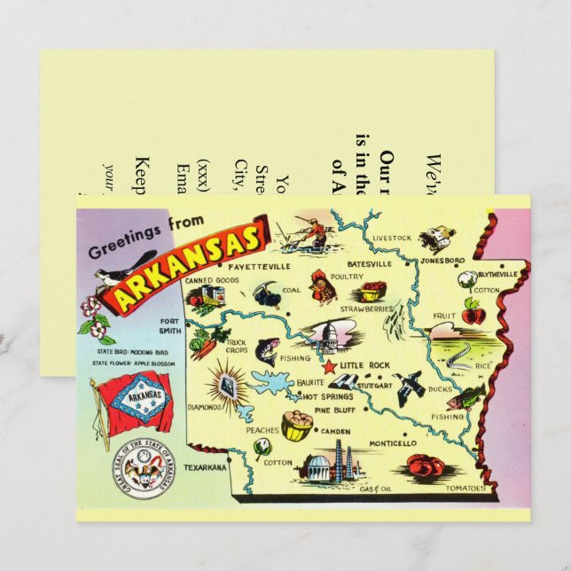 Carte colorée de l'Arkansas Annonce défilante (Devant / Derrière)