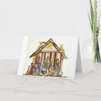 Carte colorée de nativité d'aquarelle