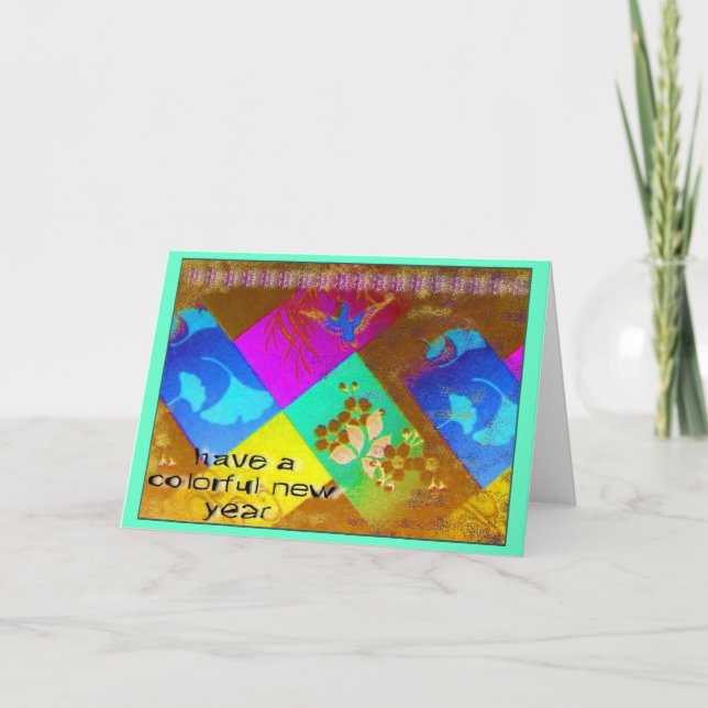 Carte colorée du Nouvel An (Devant)