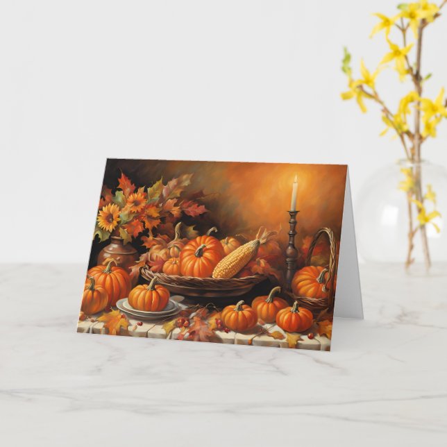 Carte Colorful Autumn Pumpkins (Fleur jaune)