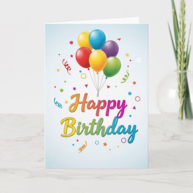 Carte Colorful Balloon Celebration – Happy Birthday Card (Devant)