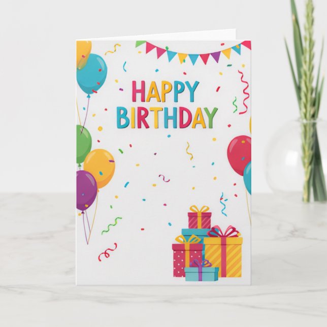 Carte Colorful Balloons & Presents Kids Birthday Card (Devant)