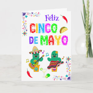 Carte Colorful Festive Cinco de Mayo 2025 Dancing Cactus