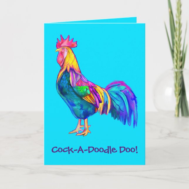 Carte Colorful Happy Birthday Rooster (Devant)