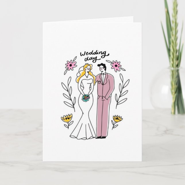 Carte Colorful "Just Married" Wedding Greeting Card (Devant)
