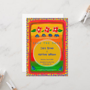 Carte Colorful Mexican Inspiré Enregistrer l'invitation 