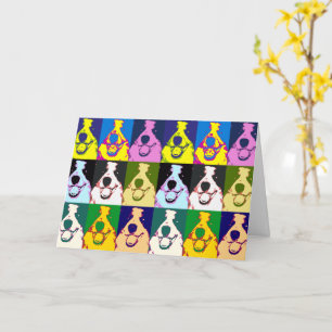 Carte Colorful Retro Border Collie Pop Art 60e anniversa
