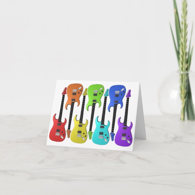 Carte Colourful Electric Guitars Note Cards (Devant)