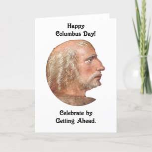 Carte Columbus Day Se rapprocher de Portrait Vintage