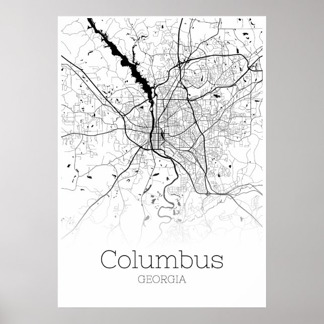 Carte Columbus - Géorgie - Carte Ville Poster (Devant)