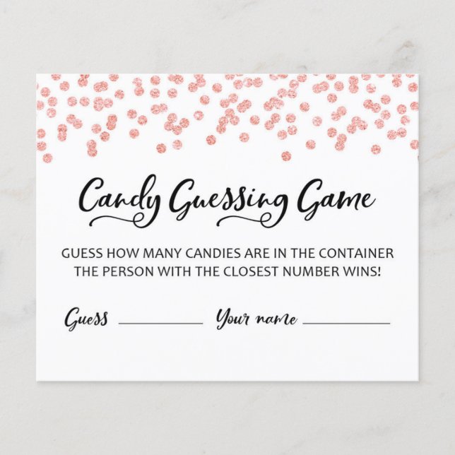 CARTE Combien de bonbons dans le Jeu Baby shower J (Devant)