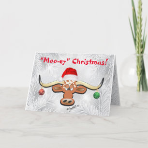 Carte Comique Longhorn Steer Holiday Card