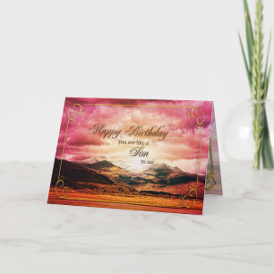 Carte Comme un Fils pour moi anniversaire, coucher du so