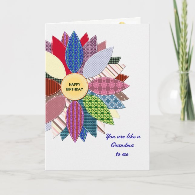 Carte Comme une grand-maman à moi, piqué anniversaire de (Devant)