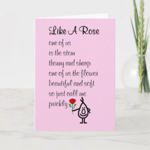 Carte Comme une rose, poème drôle de Joyeux Anniversaire