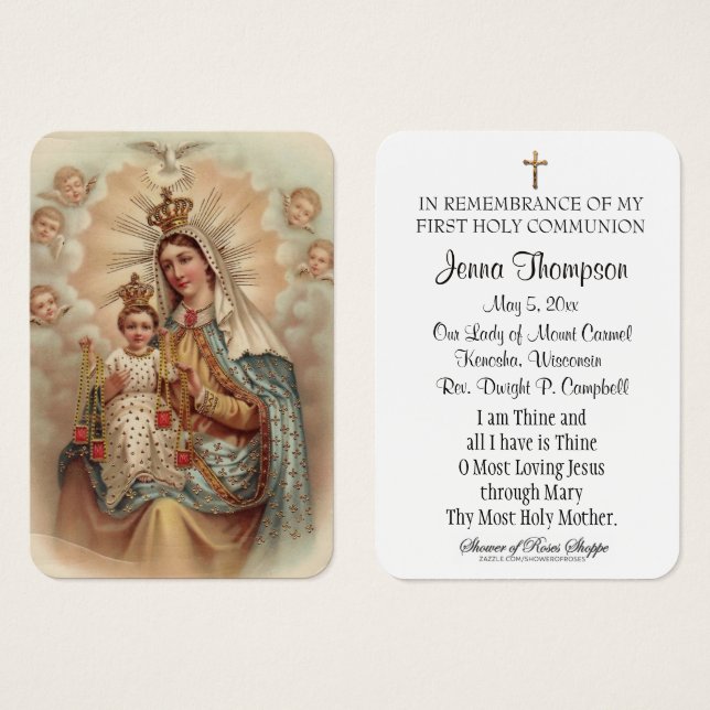 Carte commémorative de la première communion sacré (Devant & derrière)