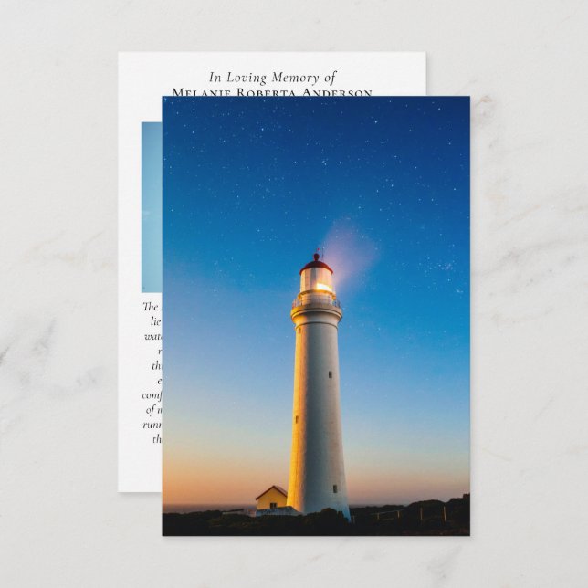 Carte commémorative de prière du phare de Sunset (Devant / Derrière)