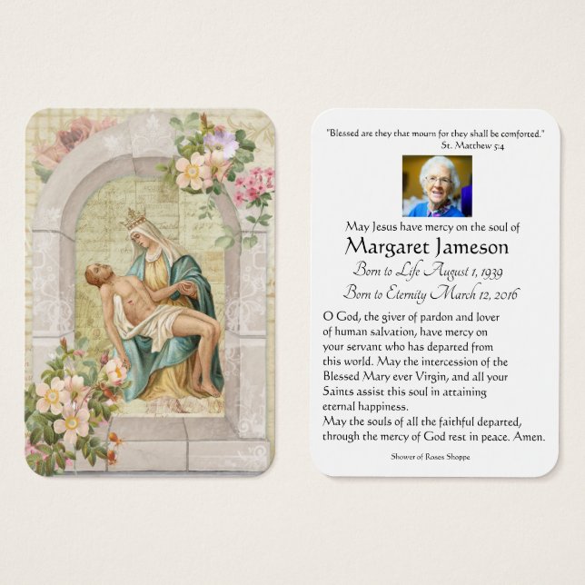 Carte commémorative de prière funéraire de Jésus e (Devant & derrière)