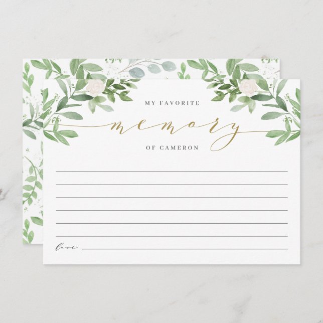 Carte commémorative de verdure élégante de mon sou (Devant / Derrière)