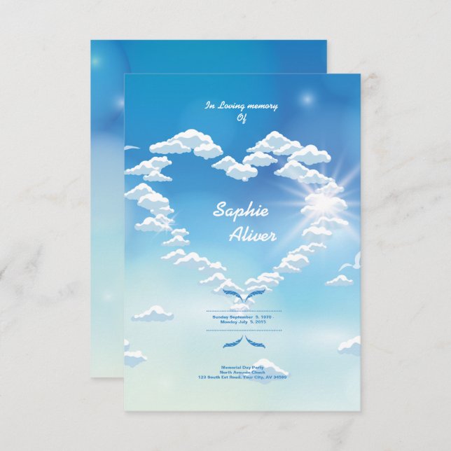 Carte commémorative funèbre de prière (Devant / Derrière)